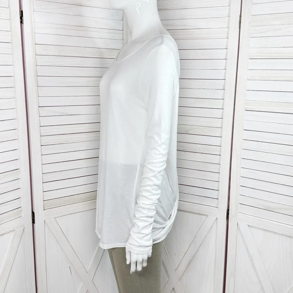 Express‎ Split Twist Back Long Sleeve Shirt White Medium - Image 2