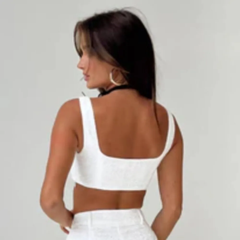 Huxley White Anglaise Floral Eyelet Crop Top 4 - Image 4