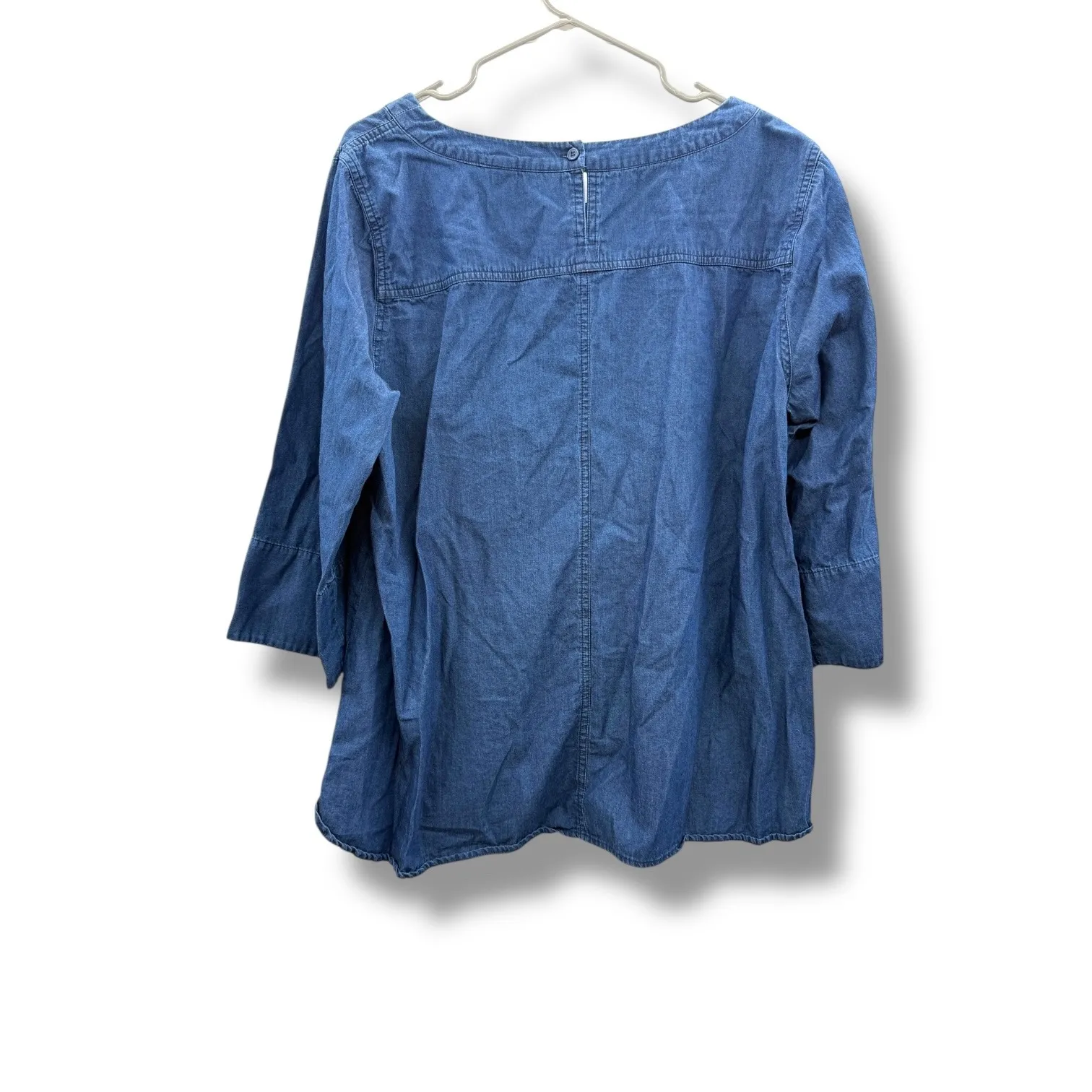 Joan Rivers Denim Tunic Top Women's XL Blue 3/4 Sleeve Pocket Casual - Image 2