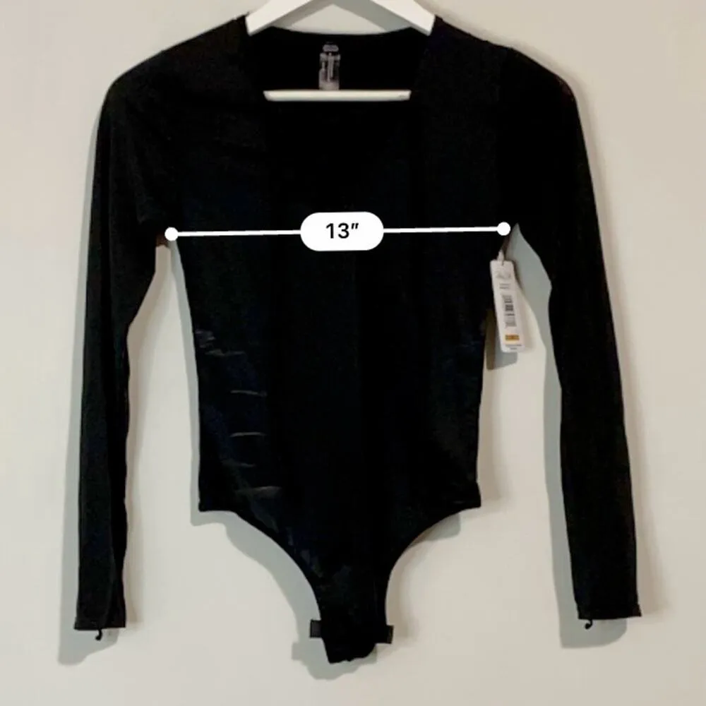 Rene Rofe Women’s Long Sleeve Lace Up Bodysuit Black Size Small NWT FLAW - Image 9
