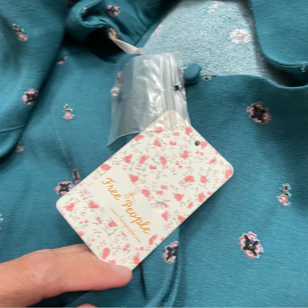 $128‎ NWT FREE PEOPLE SzS LOVE GROWS LONG SLEEVE ROMPER GREEN COMB - Image 6