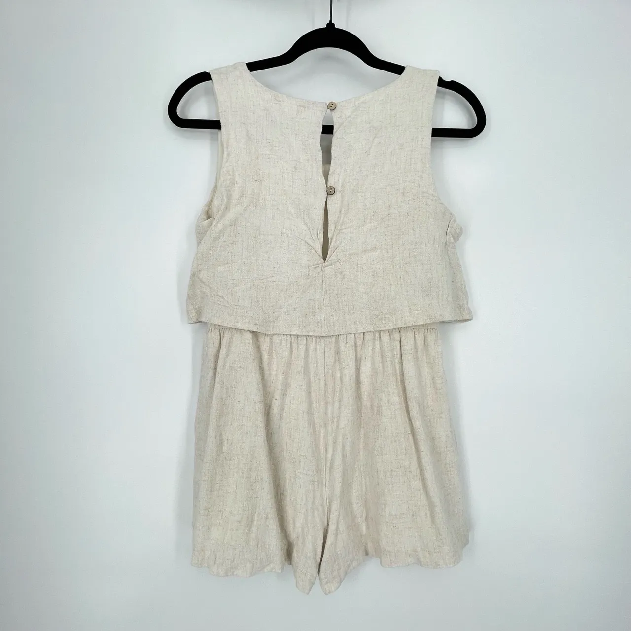 Allie Rose Linen Blend Cottage Core Scoop Neck Soft Romper‎ Size Small - Image 9
