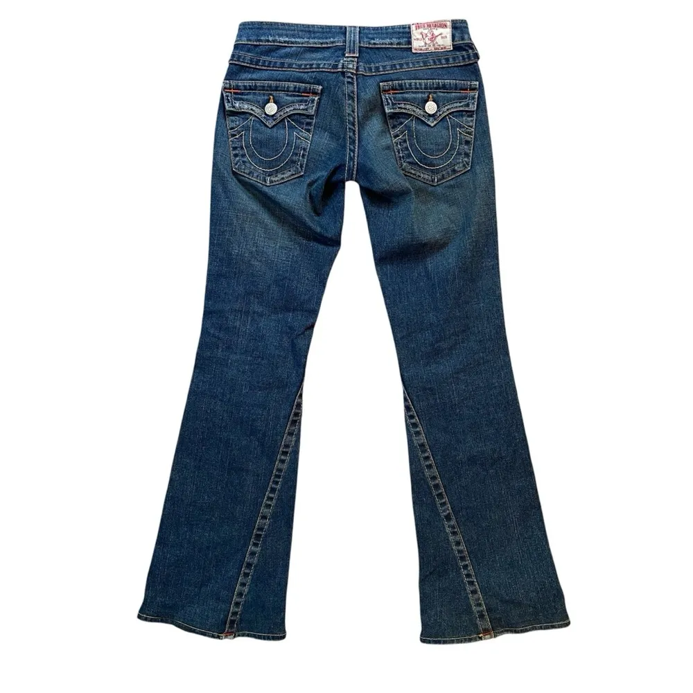 Vintage True Religion Flare/Boot Cut Distressed Low Rise Joey Jeans Size 27 - Image 4