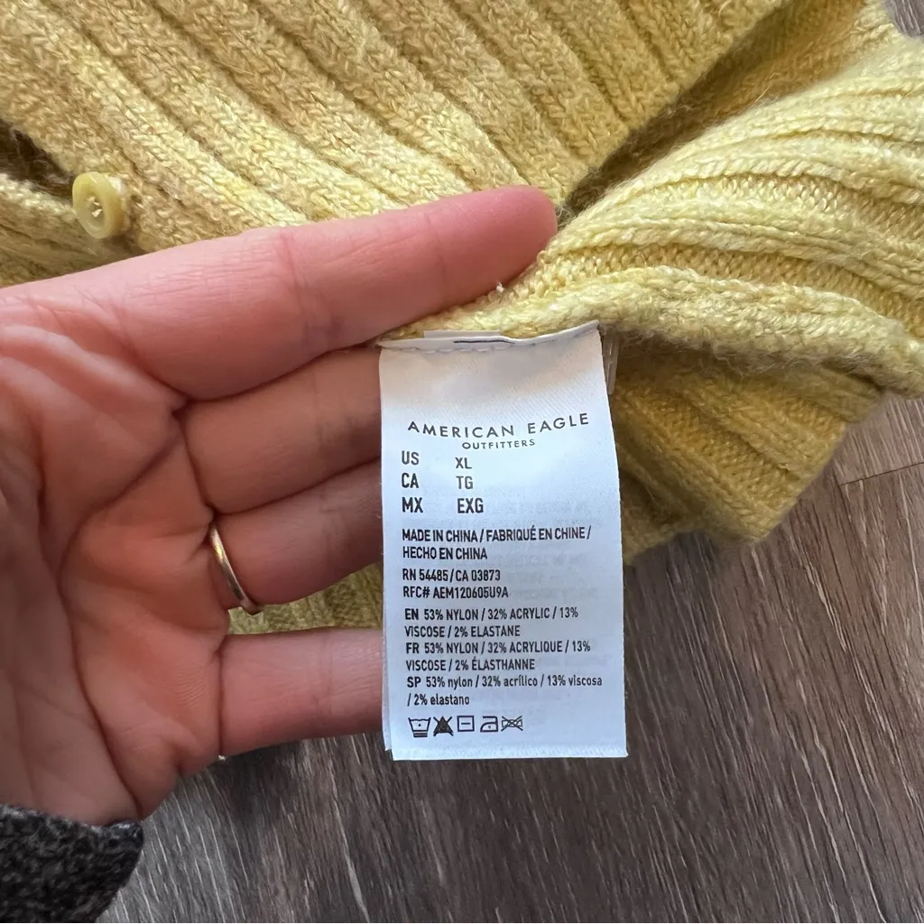 American eagle yellow green ribbed button front cardigan sweater‎ - Image 7