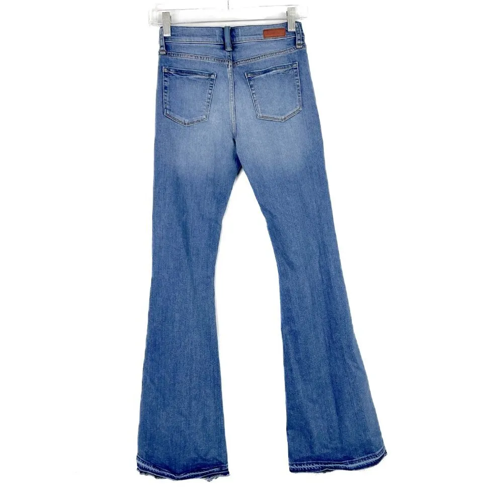 Greywire Distressed Flare Jeans Raw Hem Medium Wash Size 24 EUC D2363 Blue - Image 11