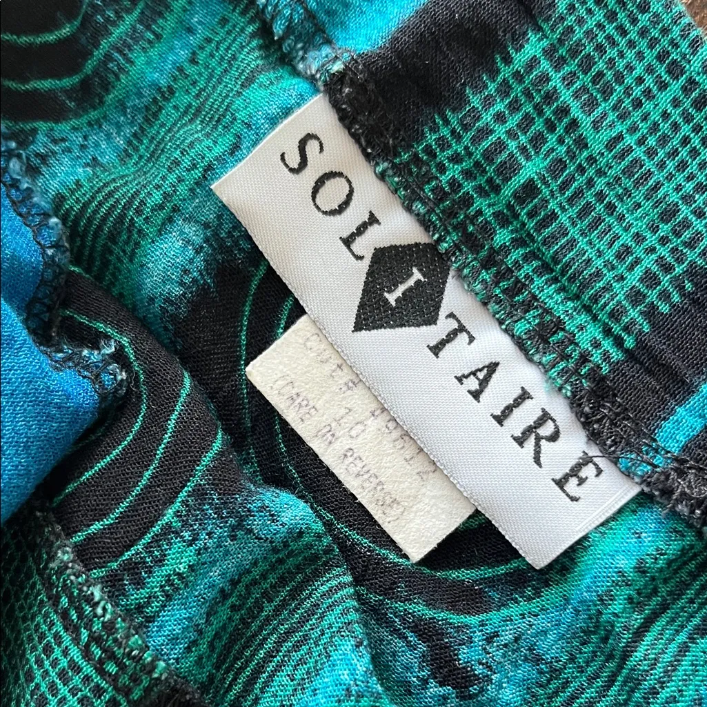 Vintage Blue Green & Purple Tribal Print Wrap Mini Skirt Size M - Image 7