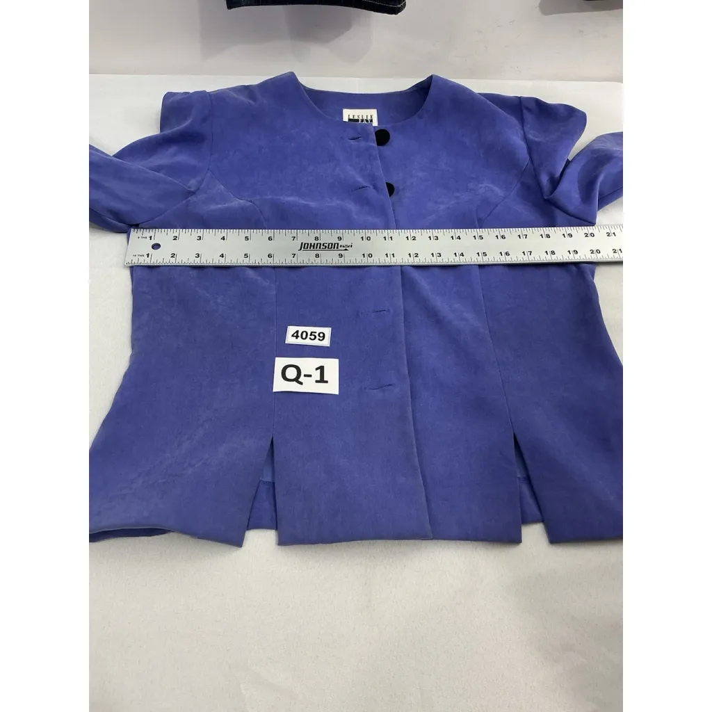 Womans Leslie Fay Dresses Blazer Button Down 12 Purple Padded Shoulders - Image 5