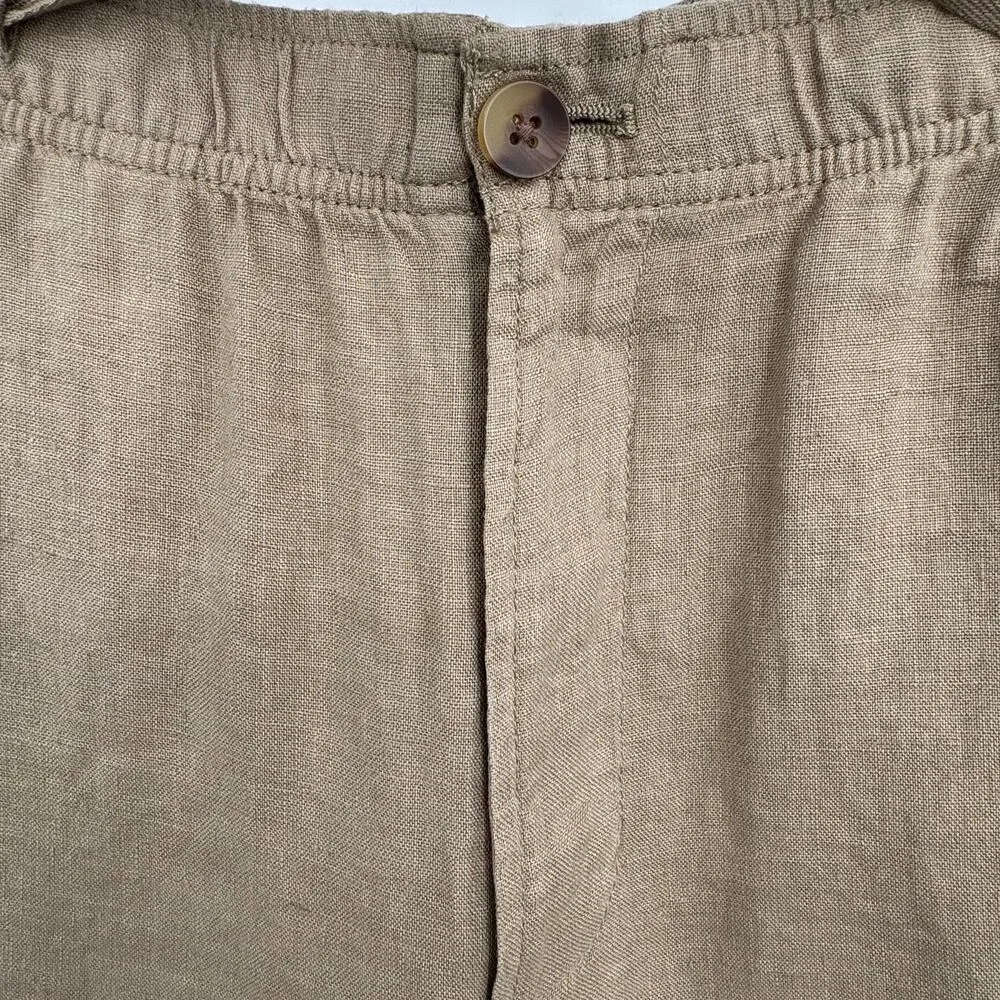 Club Room Luxury linen pants women's L straight elastic waist lagenlook tan Size L - Image 6