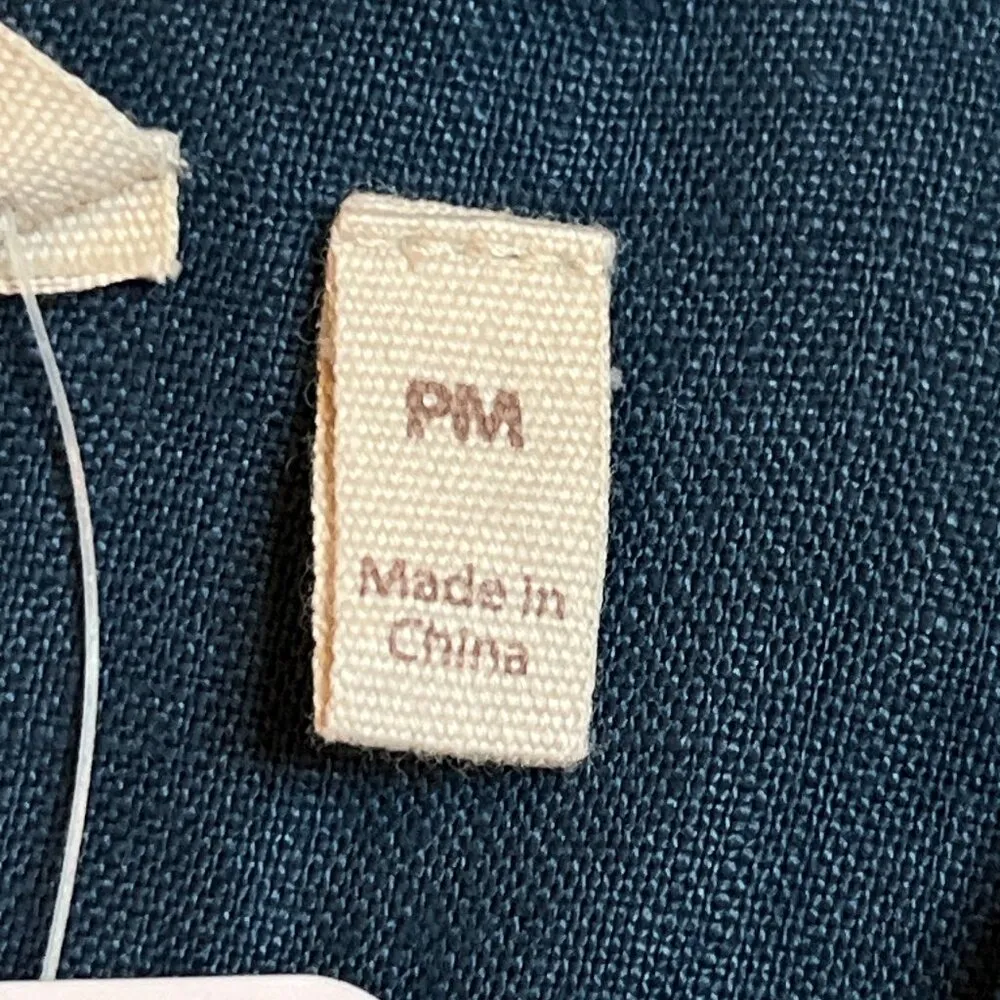 Soft Surroundings Milano Linen Dress Sunstruck SZ PM Blue Navy Long Sleeve Knee - Image 8