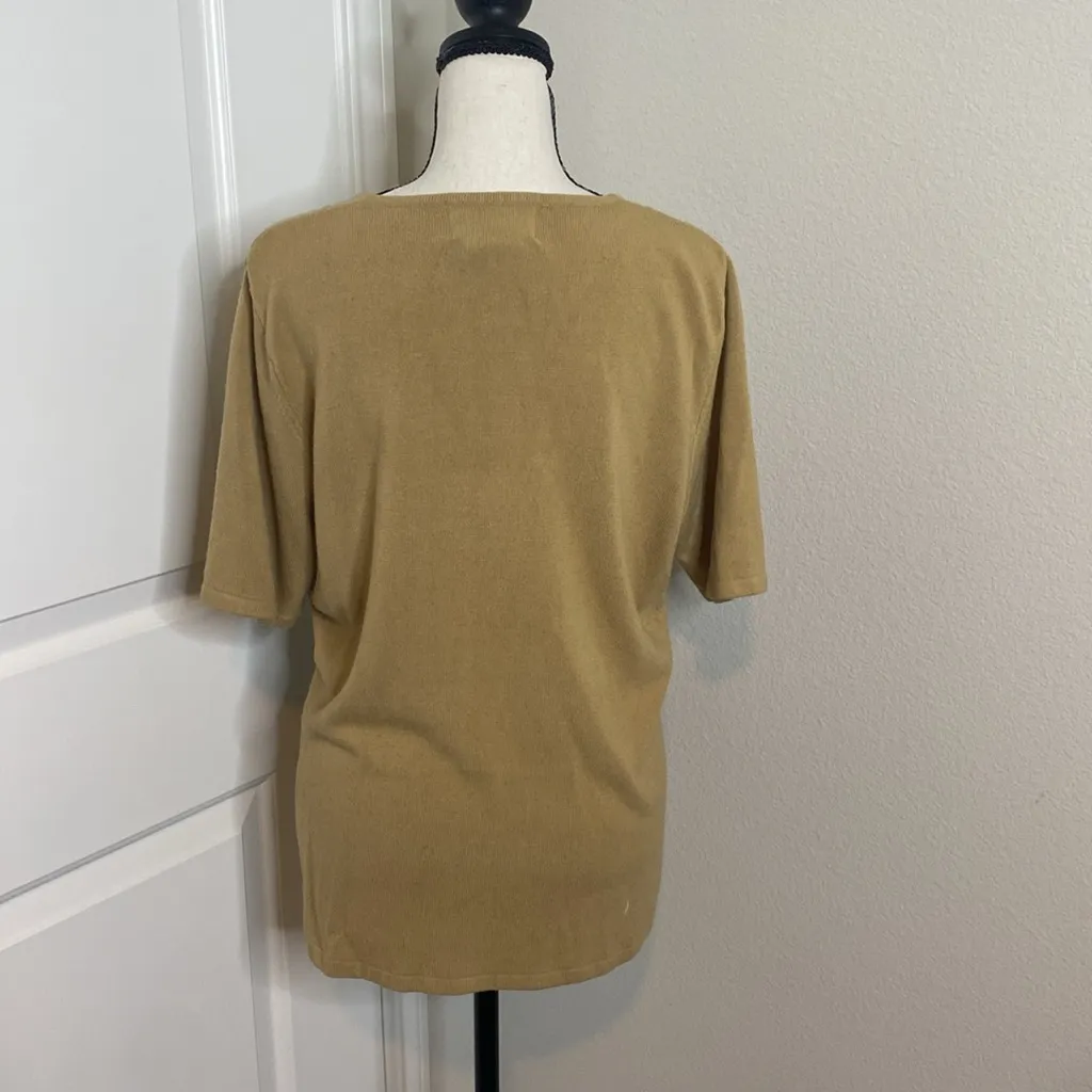 Sag Harbor Short Sleeve Tan Sweater Top - Image 3