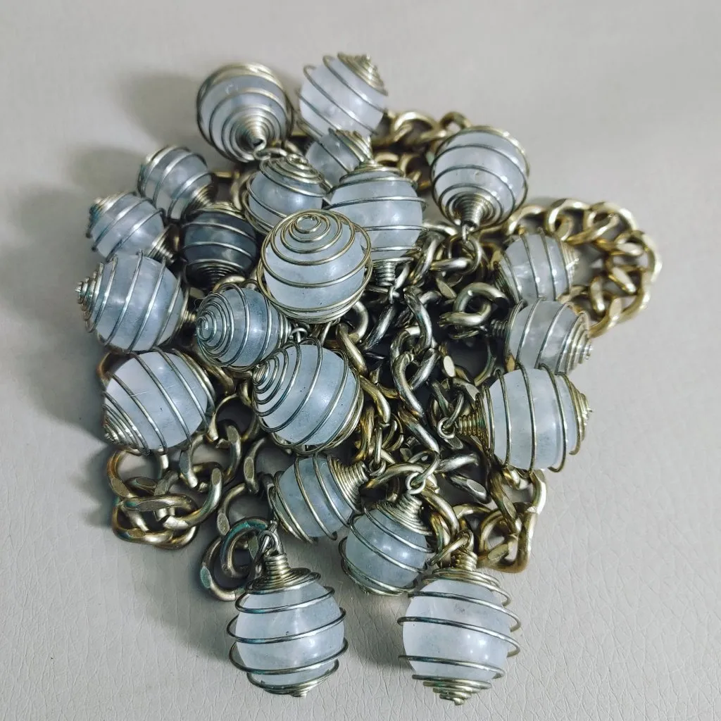 Dangle Clear Beaded Charms Gold Tone Chain Belt Vintage Versatile Adjustable - Image 9