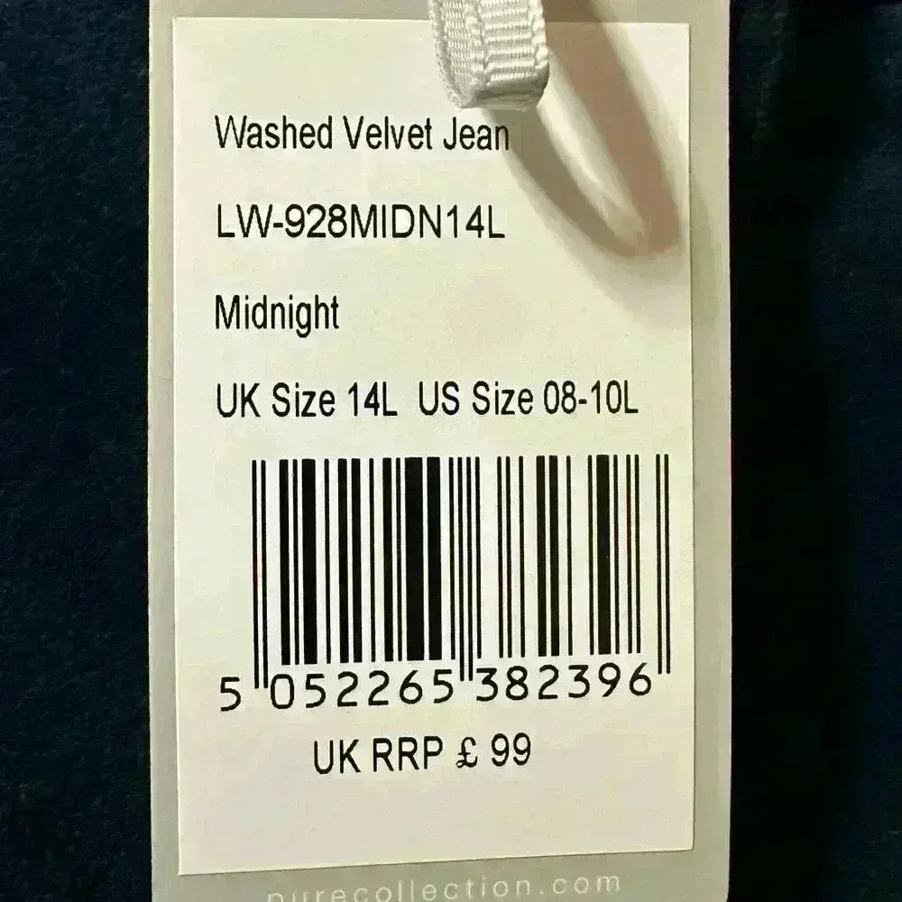 PURE Collection Washed Velvet Jean in Midnight sz 14L - Image 4