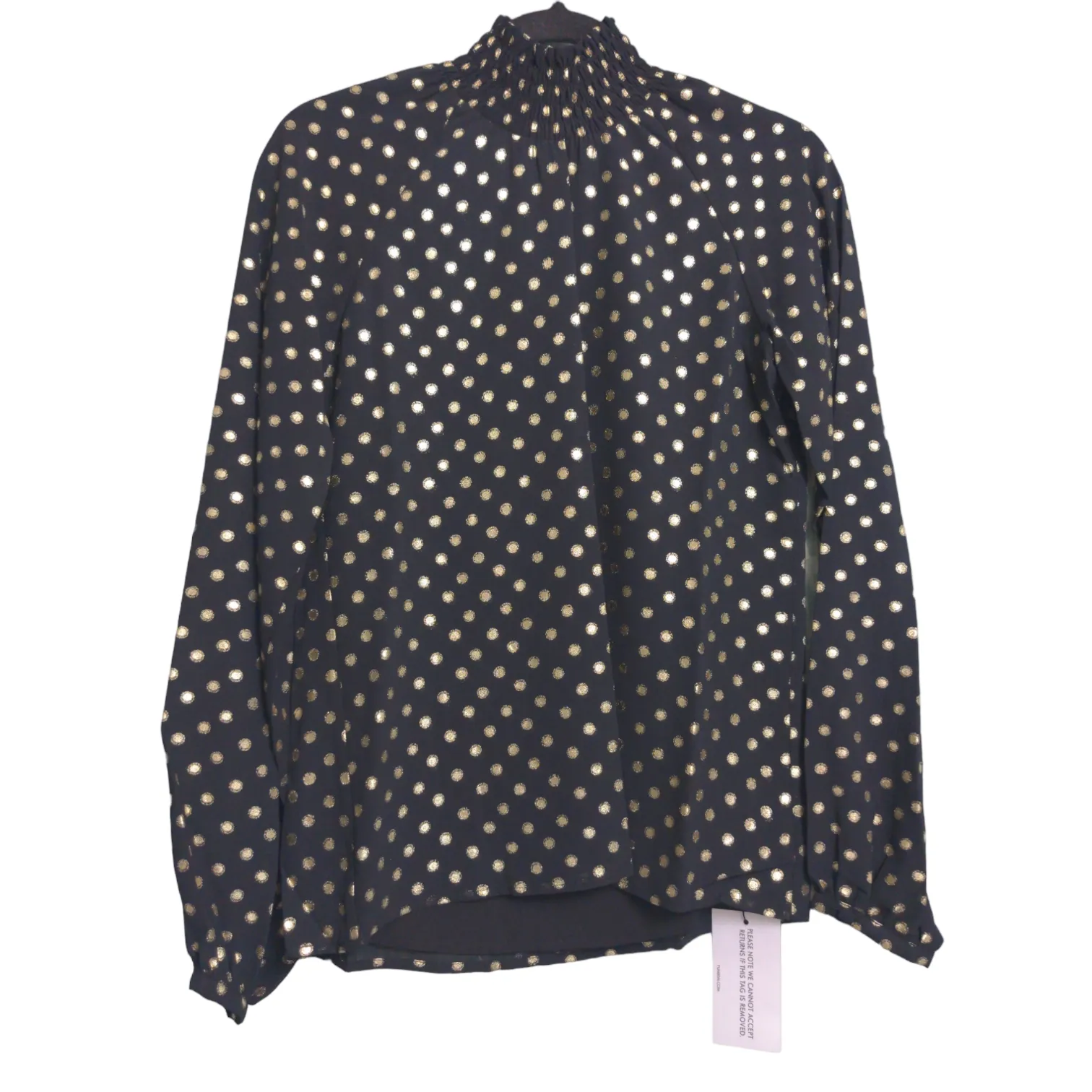 Yumi Kim Lexington Ave Top Hot Spot Black Gold Long Sleeves Polka Dot XS New - Image 5