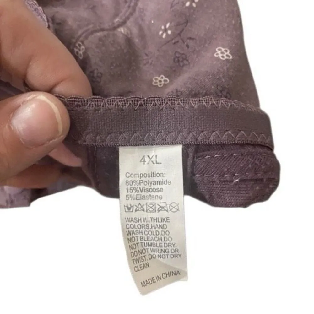 Grayish blue with flower front clasp size 4XL comfy bra Gray - Image 4