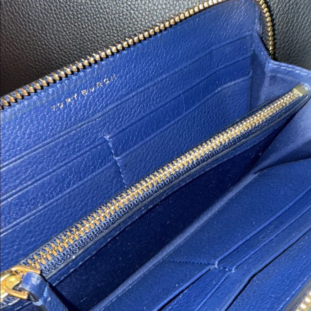 Tory Burch Royal Blue Leather Zip Continental Wallet - Image 3
