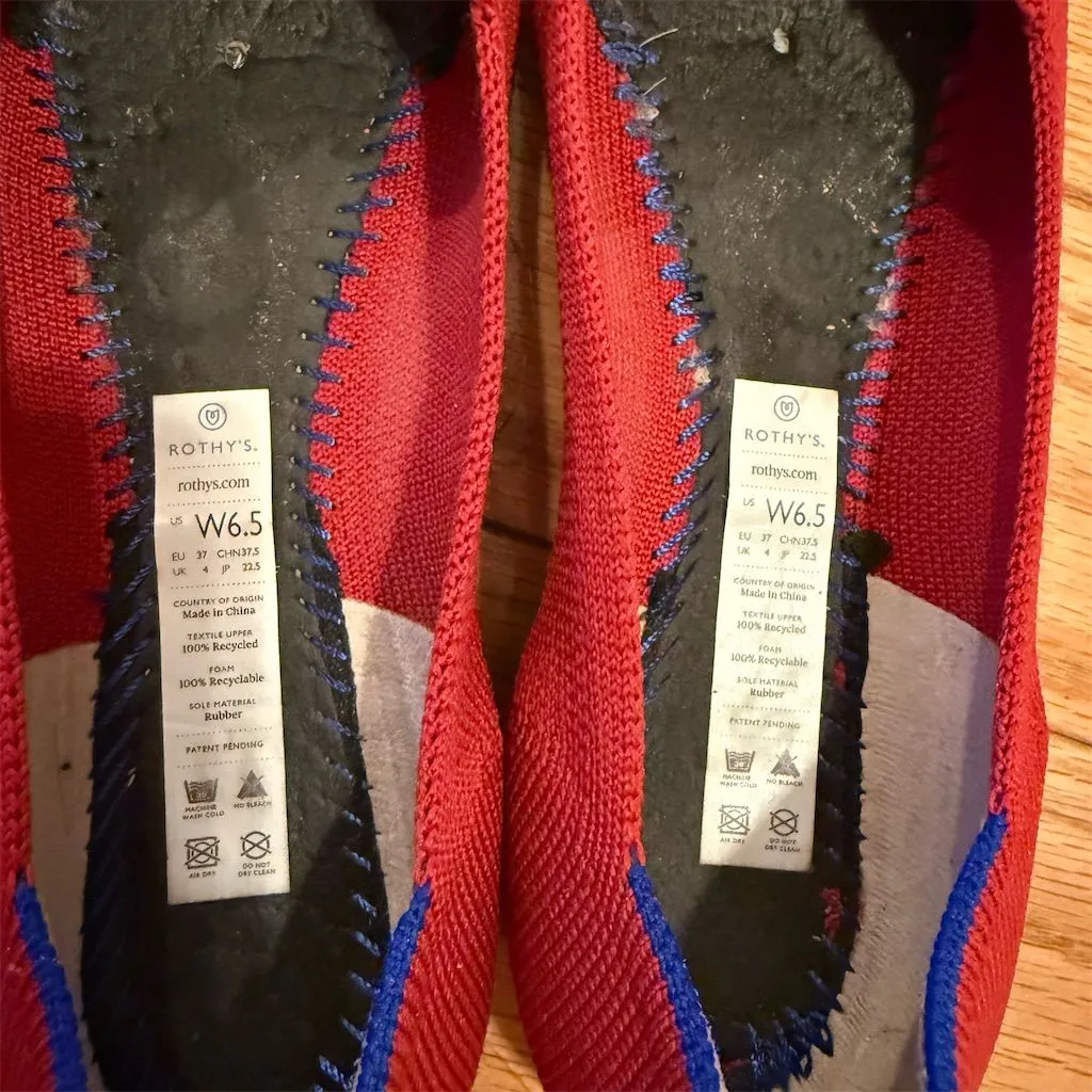 Rothy's Women's The Point Flats Chili Red Size 6.5 Eco-Friendly Shoes - Image 5