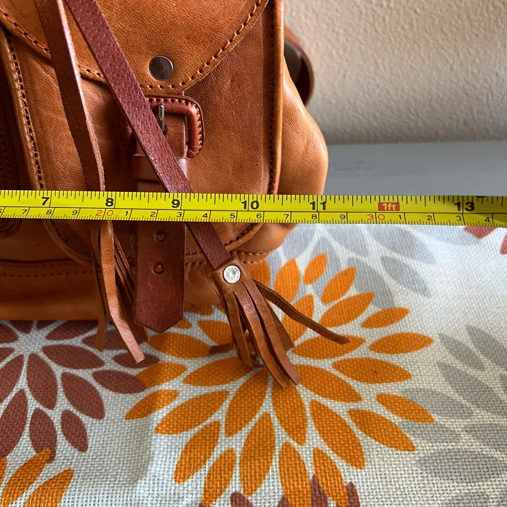 Vintage Handmade Tan Leather Backpack Unisex - Image 5