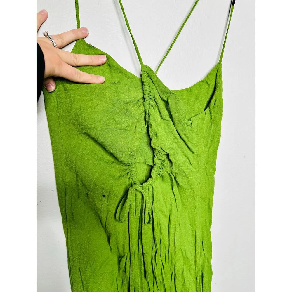 REFORMATION Green Dover Sleeveless Tie Back Strappy A-line Midi Dress Size 0 - Image 9