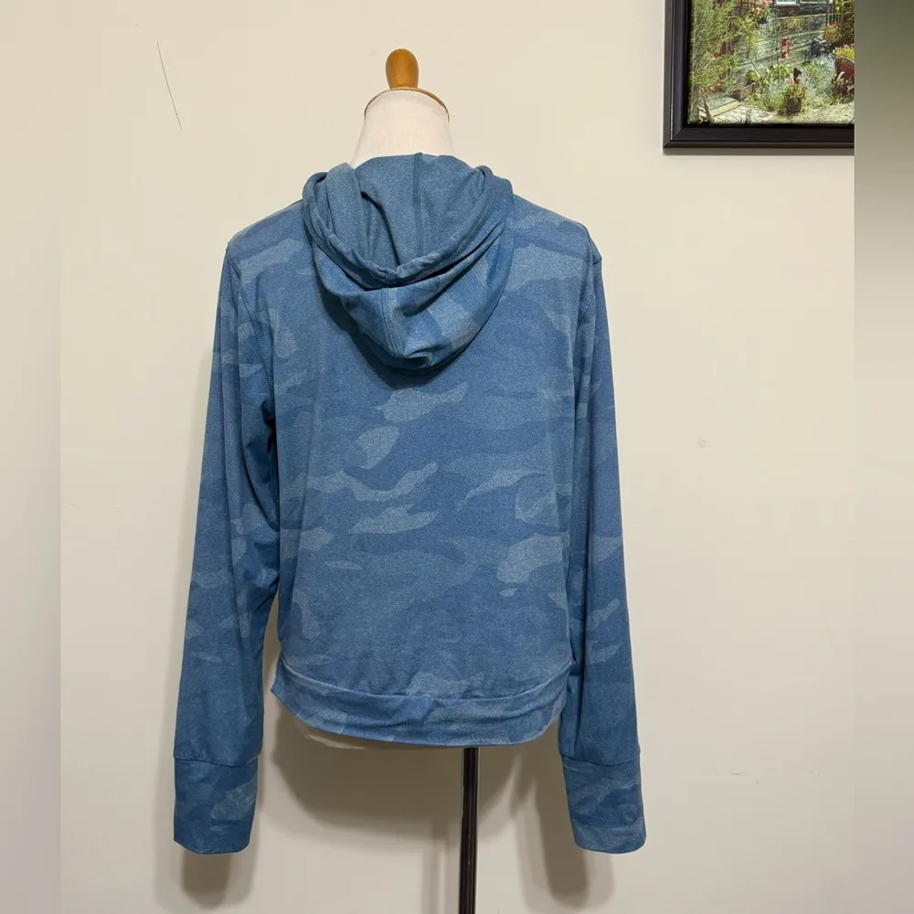 SPYDER Active Hoodie SweatShirt Blue Camouflage Stretch Pullover Size M - Image 4