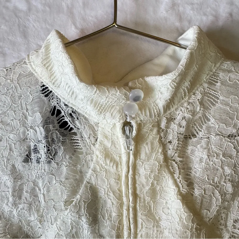 Cream Lace High Neck Sleeveless Dress Dropped Waist ModCloth Trixxi Fairy Boho - Image 5