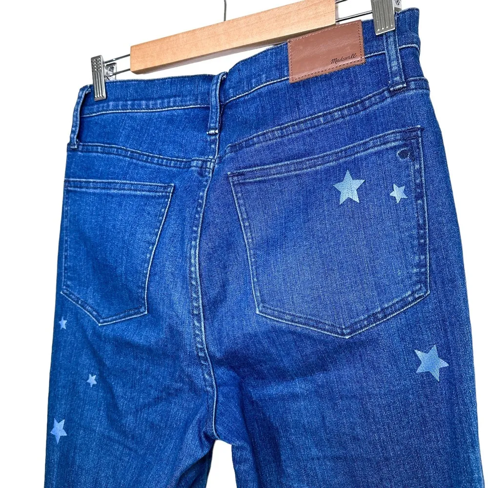 Madewell Cali Demi-Boot Jeans Star Mini Flare High Rise Cropped Jeans Blue 28 - Image 6