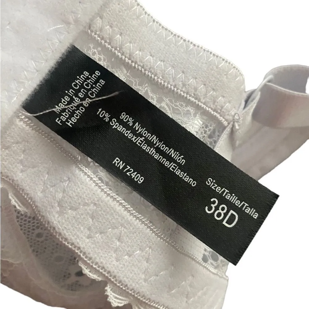 White Lace push up lined bra SZ 38D - Image 3
