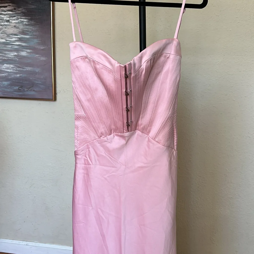 HOUSE OF CB 'Imogen' Rose Pink‎ Satin Corset Midi Dress NWOT Size S - Image 8