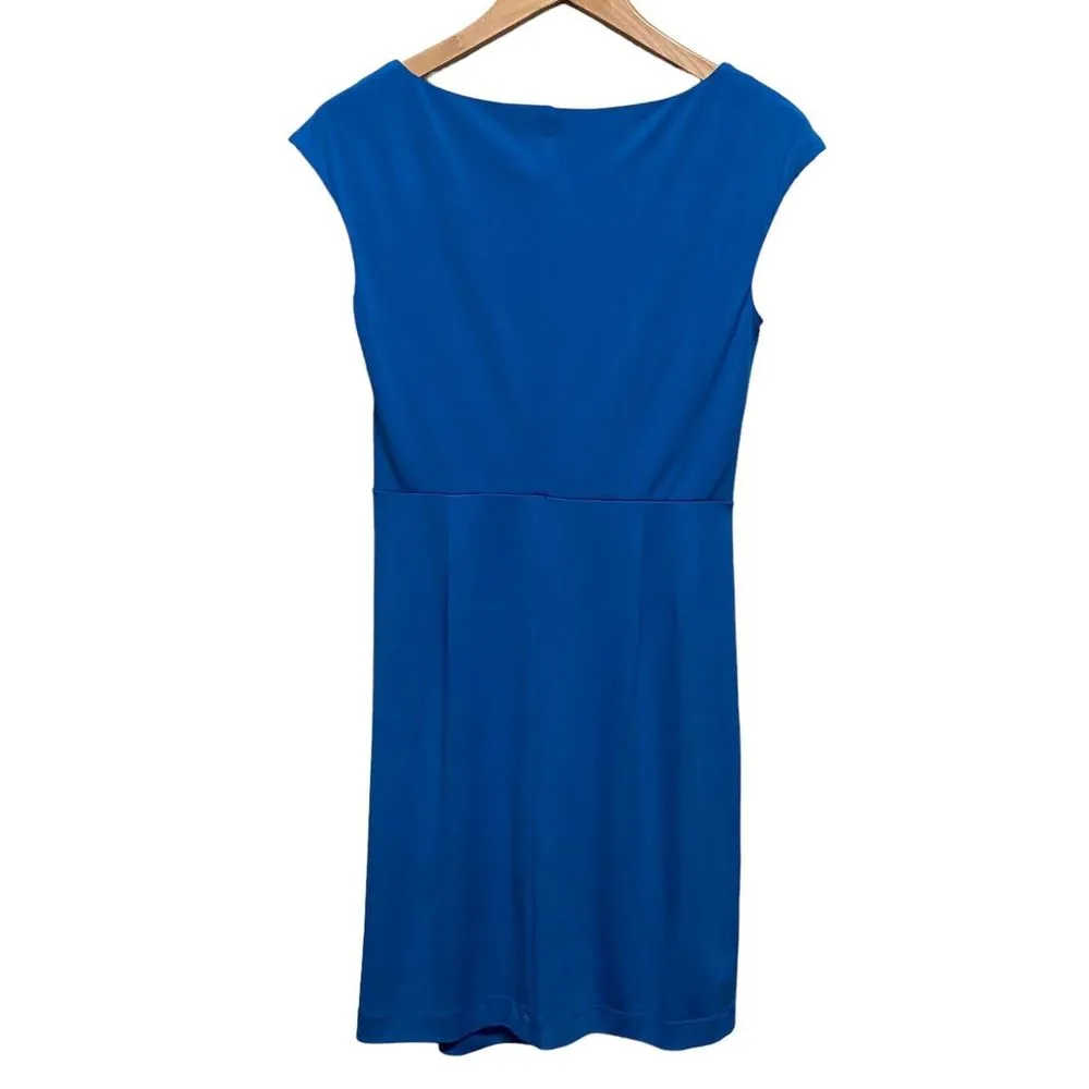 Muse Boston Proper Blue Christmas Dress Sz 6 Gathered Slims Sleeveless Holiday - Image 4