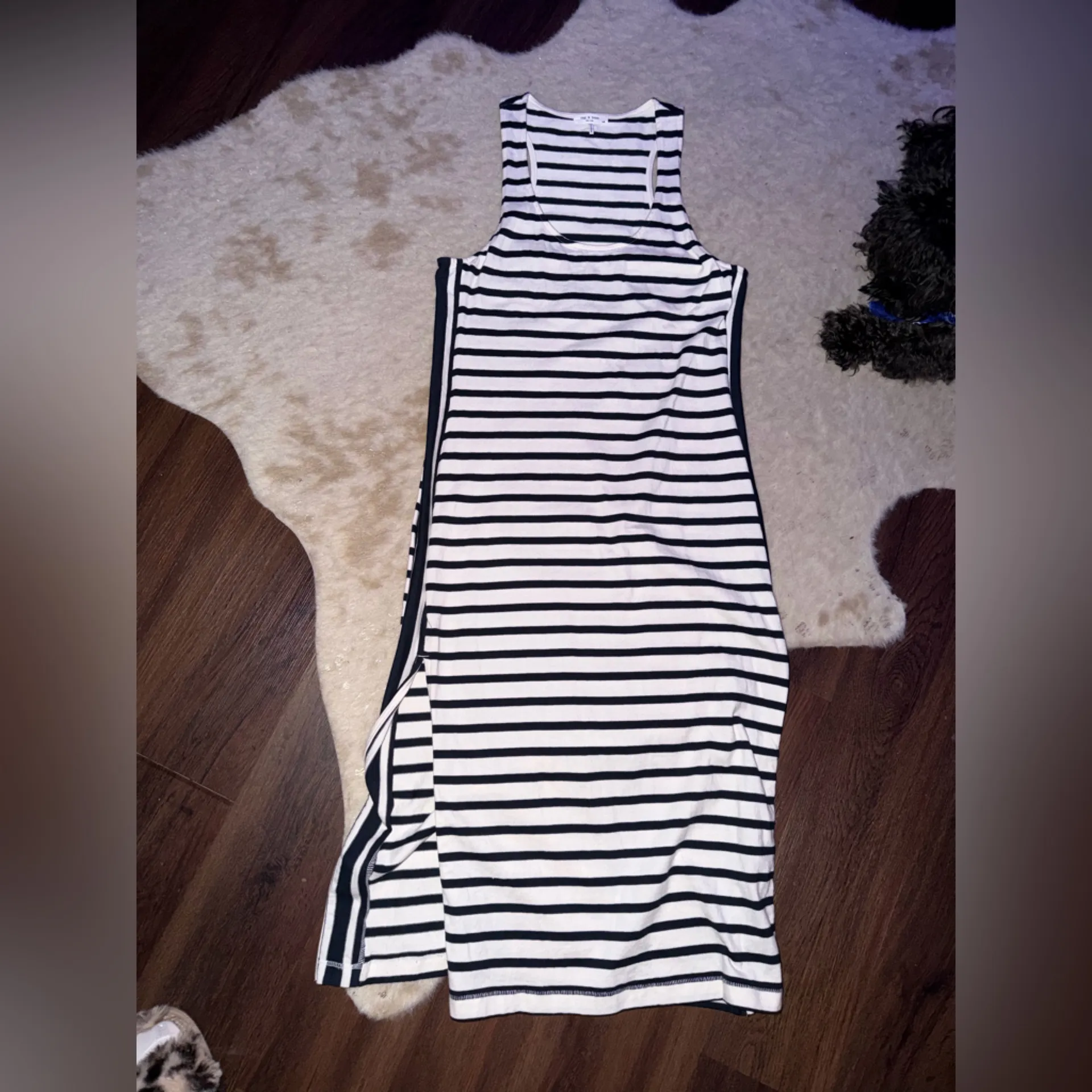 rag & bone
Bardot Striped Midi Dress cream / navy casual spring $258 L winter - Image 3
