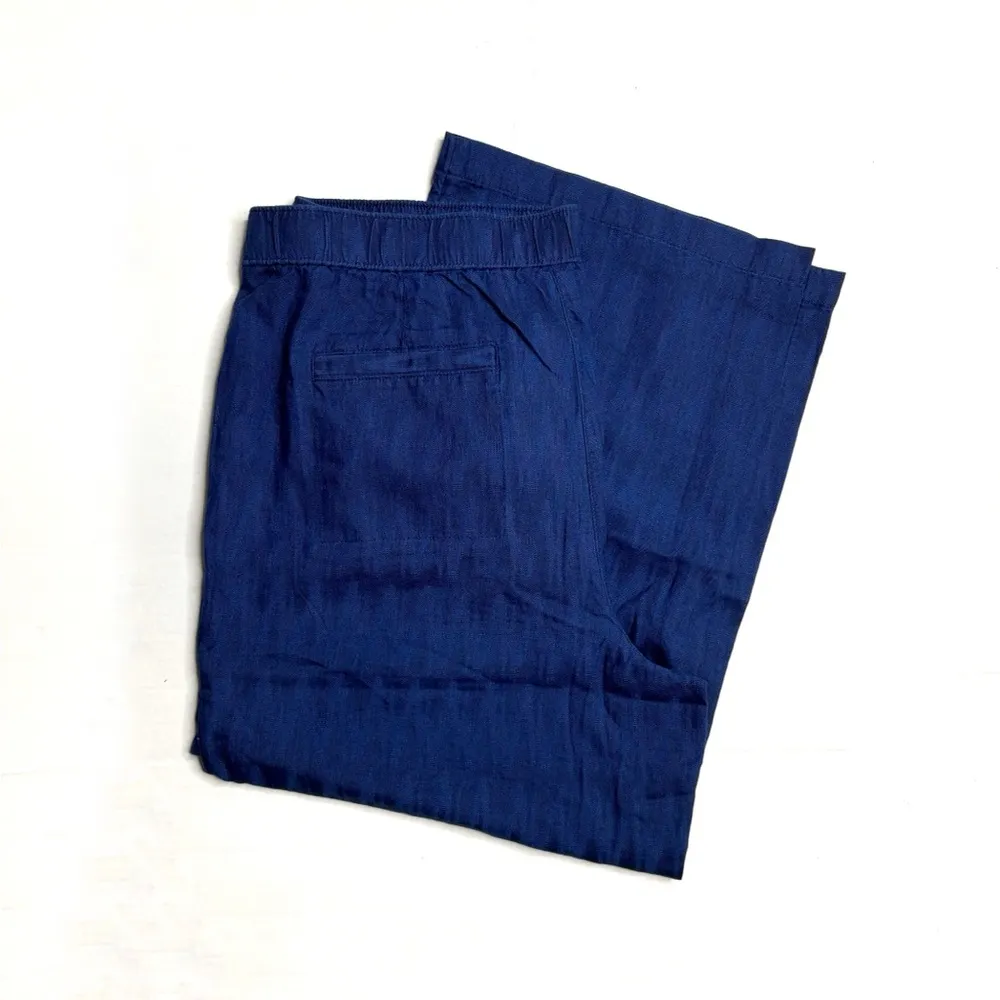 NWT J. Jill Pure Jill Indigo Odishawash Ikat Wide Leg Cotton Pants Blue Size L - Image 5