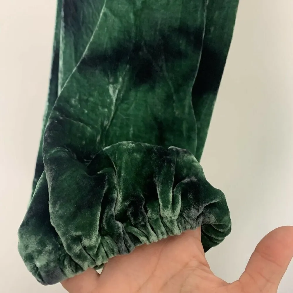 BLU MOON Green Velvet dress XSMALL long Bell Sleeves NWT - Image 10