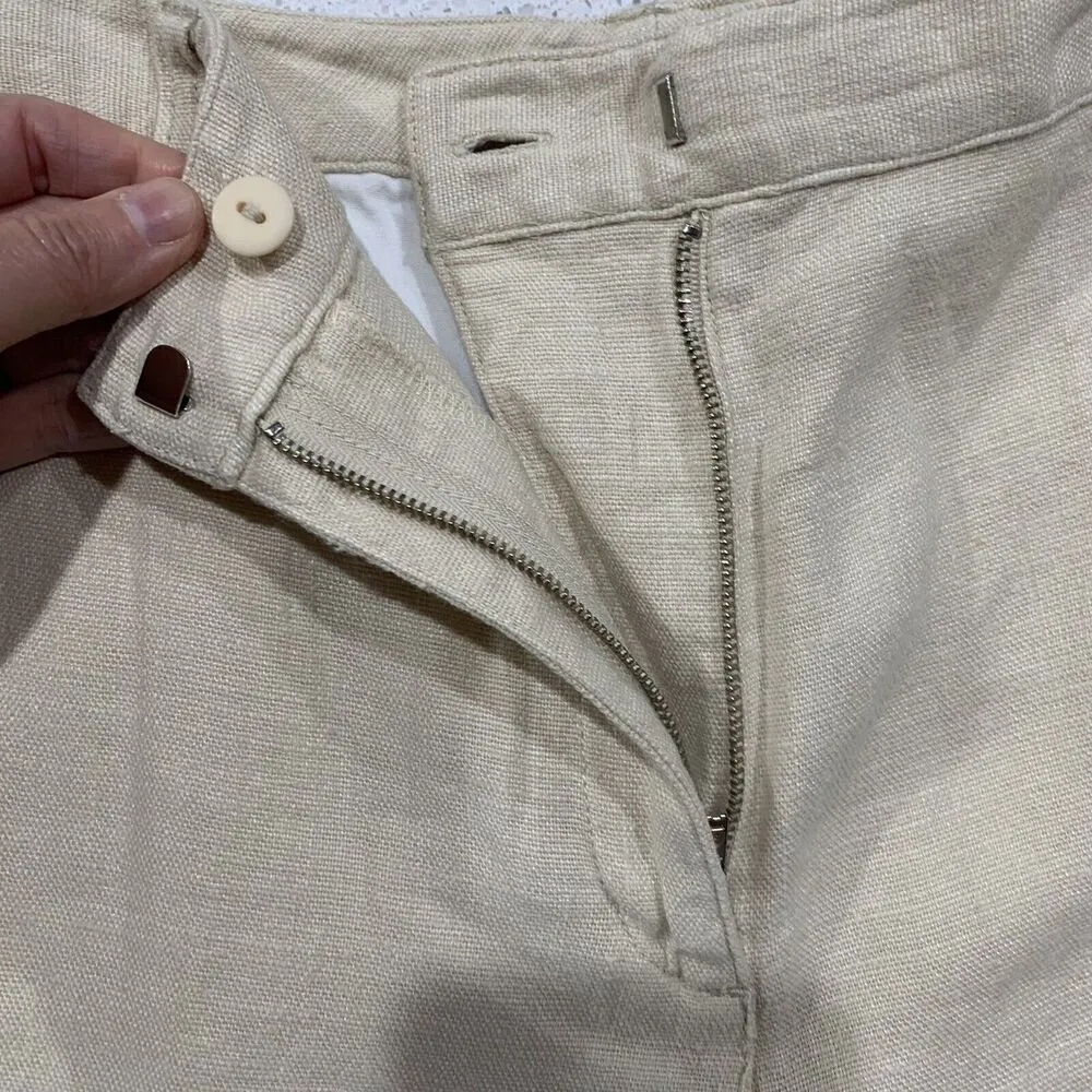 Vtg Ann Taylor Size 10 Crop Skimmer Pant Stretch Linen Blend Beige Capri Women’s - Image 7