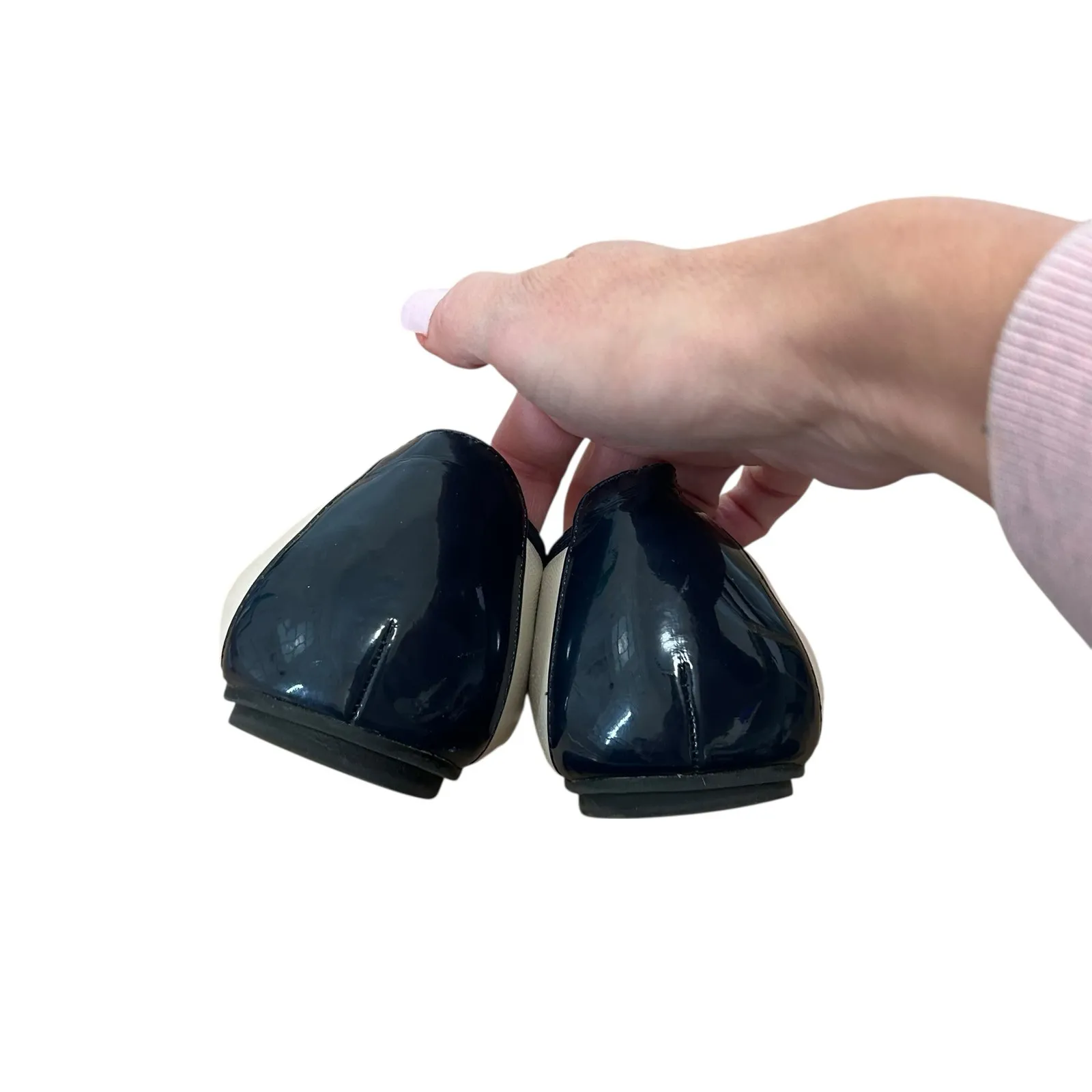 Vionic Black Cream Leather Minna Flats Sz 8 - Image 4