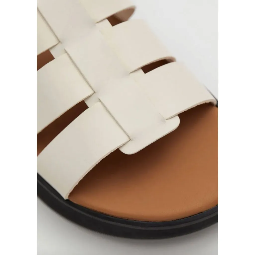 & OTHER STORIES Fisherman Leather Sandals Cream Black Womens Size 41 US 10 - Image 4