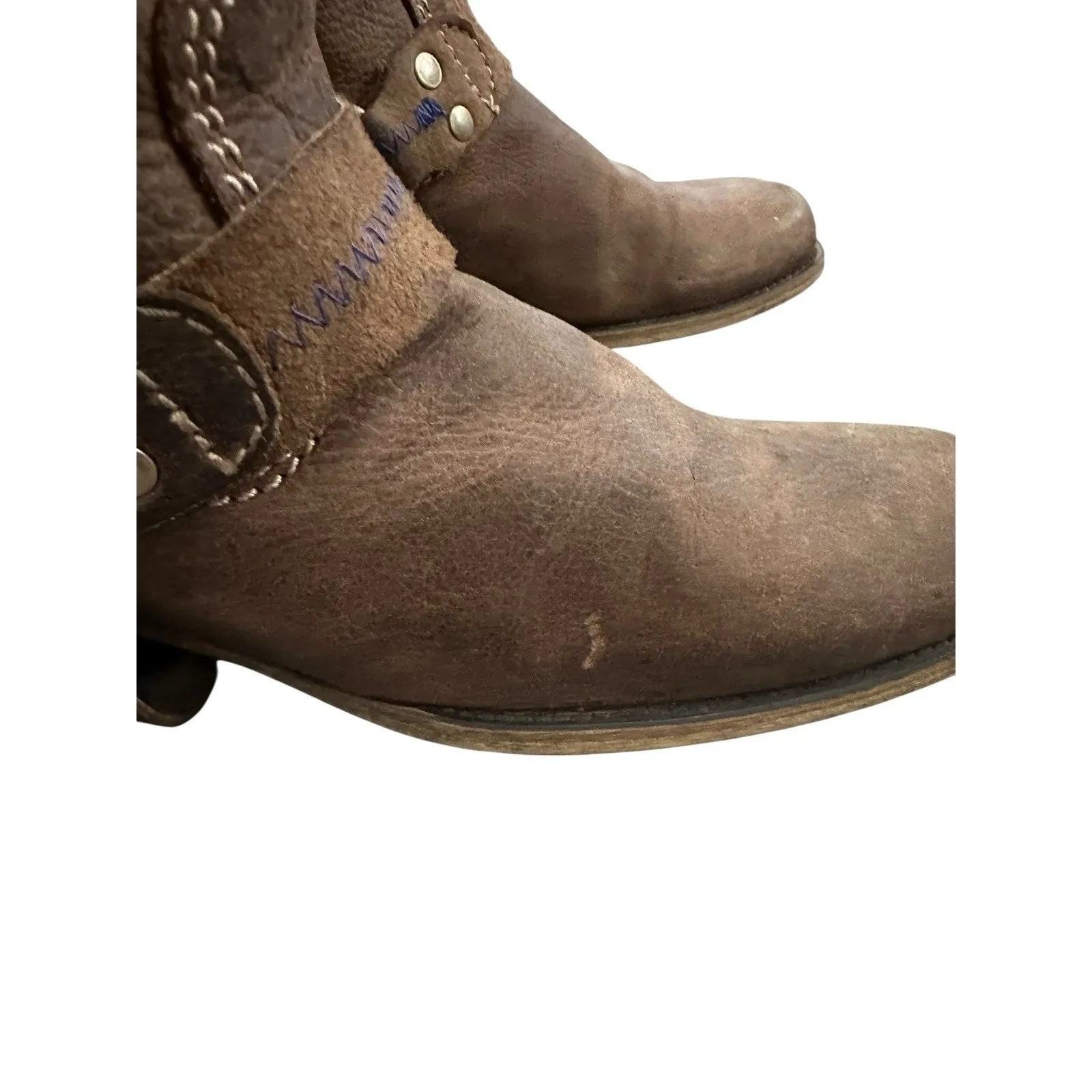 Bed Stu Womens Roma Harness Biker Moto Motorcycle Boots Size 8 Brown - Image 5