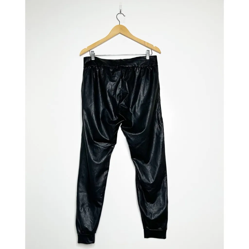 Commando Black Faux Leather Joggers Size Large - Image 4