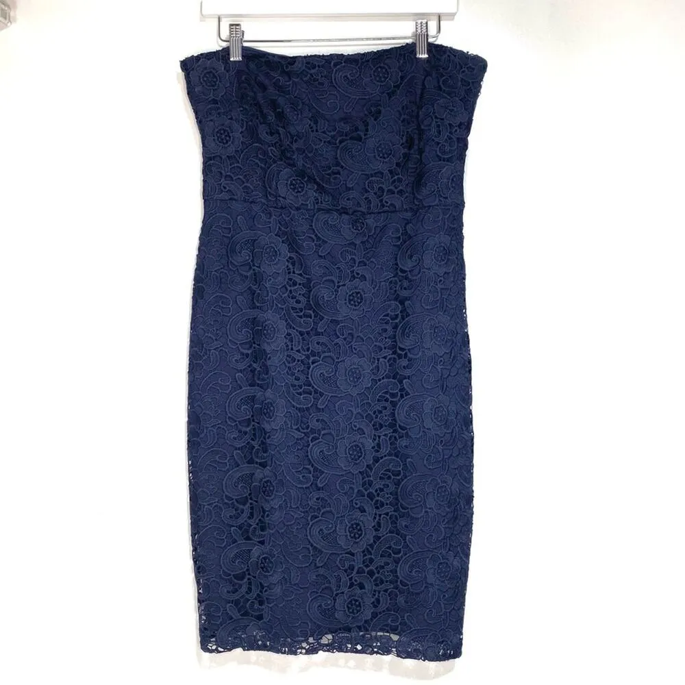 Likely Navy Lace Strapless Shift Mini Dress Navy 12 - Image 2