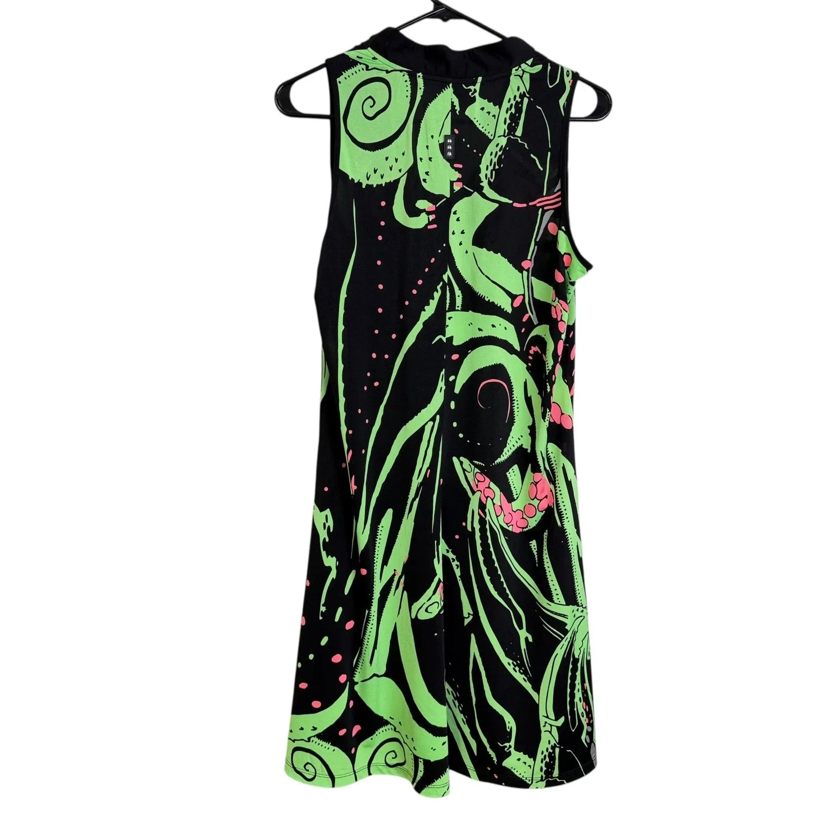 Jamie Sadock Dress Medium Green Sleeveless Graphic Tentacle Tennis Sport Sign * - Image 2