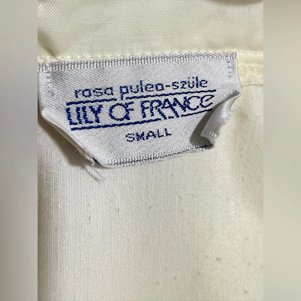 Vintage 70s Lily Of‎ France Ivory Lace Trad Wife Peignoir Long Lined Nightgown S - Image 10