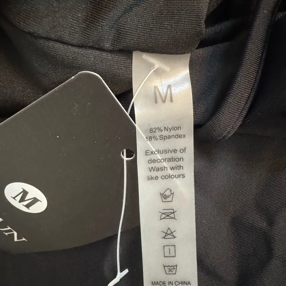 YACUN Women's High Waisted Bikini Swimsuit Strapless Bandeau Cheeky Black M NWT Size M - Image 7