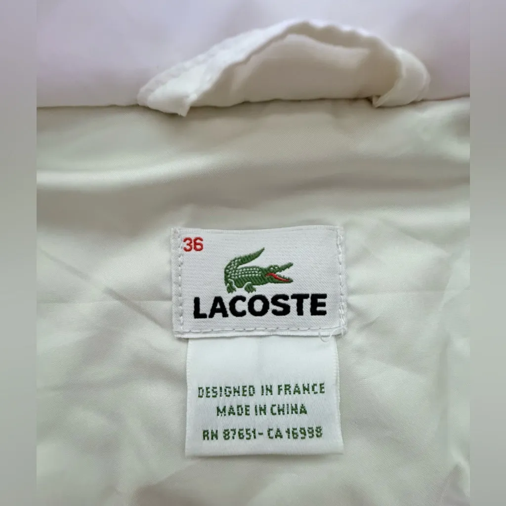 Lacoste Women's White Double-Breasted Jacket Ivory Size S - Image 4