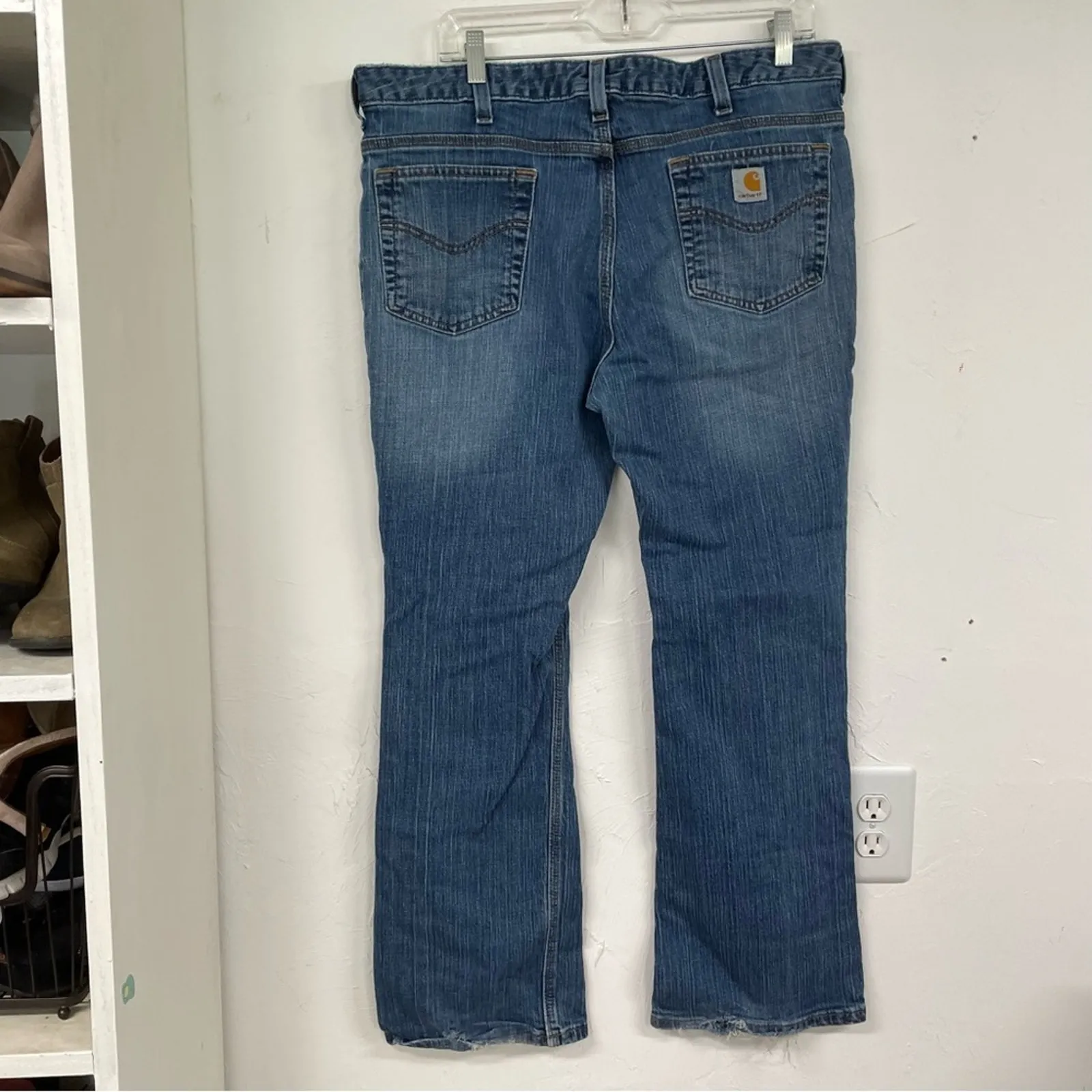 Carhartt Womens Straight Leg Jeans Womens 16 Medium Wash Mid Rise Blue Denim - Image 6