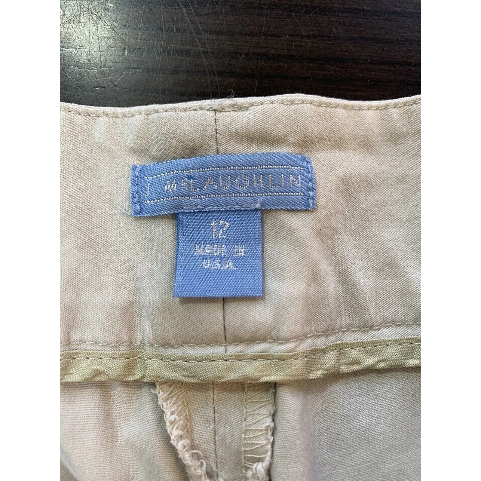 J McLaughlin Pants Women's 12‎ Cotton Stretch Cropped Chino Khaki Stretch Preppy - Image 3