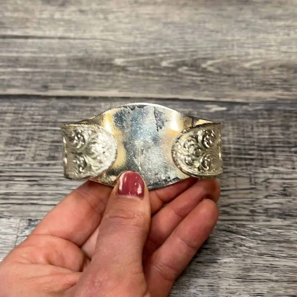 Vintage silver cuff with gold longhorn - Image 4