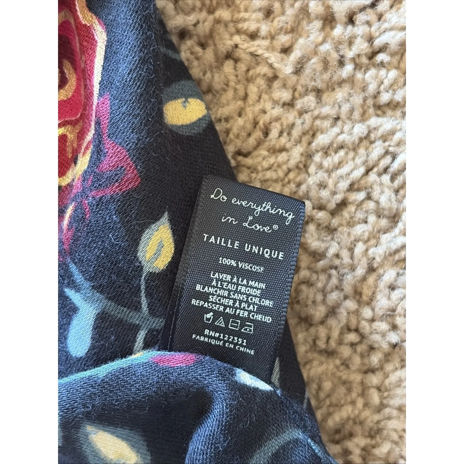 Do Everything in Love Floral Flower Metallic Gold Fringe Hem Oversized Poncho OS - Image 10