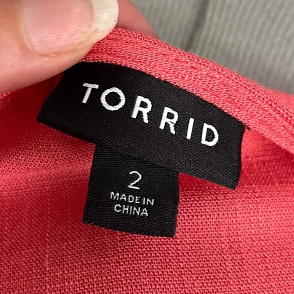 Torrid Babydoll Mini Dress Sz 2X Coral Boho Texture Tier Ruffle Peasant Romantic - Image 10