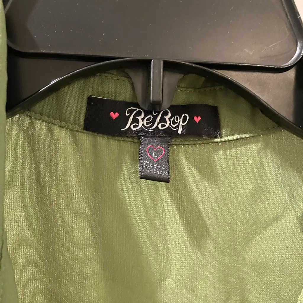 BeBop Olive Green Midi Dress with Button Front cargo drawstring - Image 5