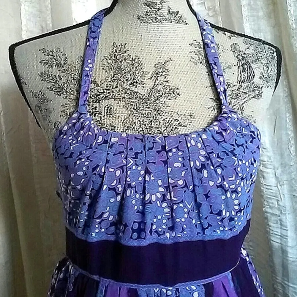 Anthropologie Ecote Purple Lavender Flower Halter Floral Dress - Image 2