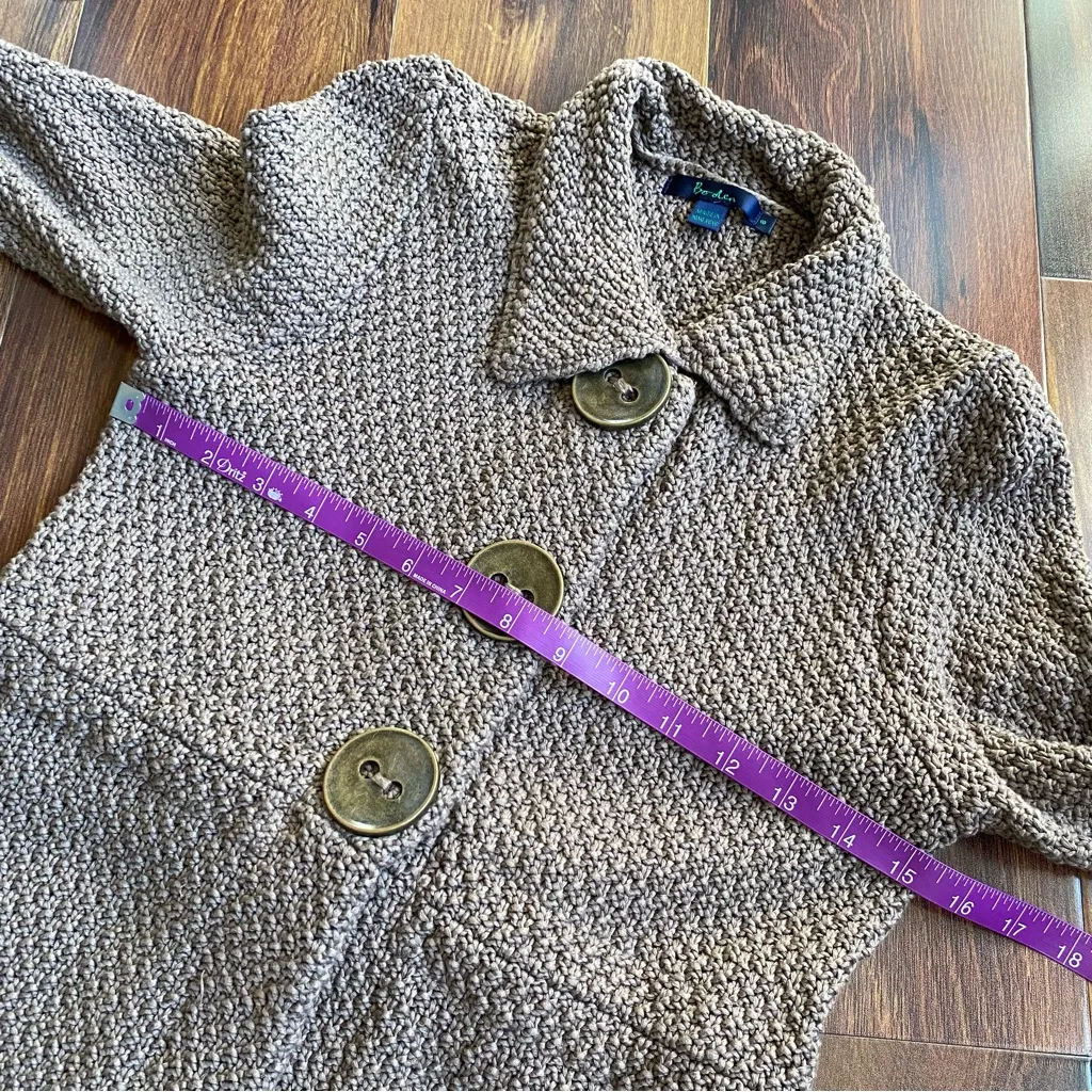 Boden 100% Cotton Heavy Crochet Knit Duster Long Cardigan Jacket Snap Brown Size 8 - Image 8