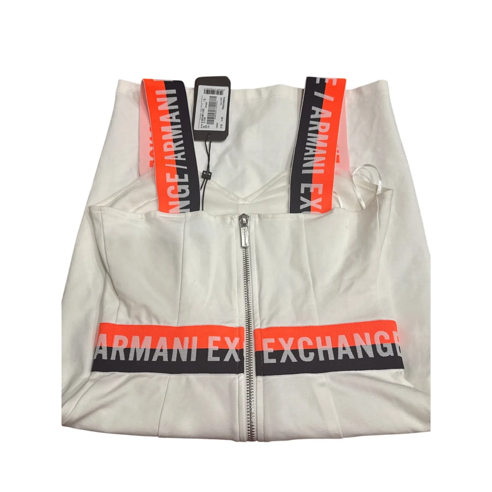 NWT XS Authentic Armani Exchange White Stretchy Dress Logo Bodycon Designer Y2K - Image 12